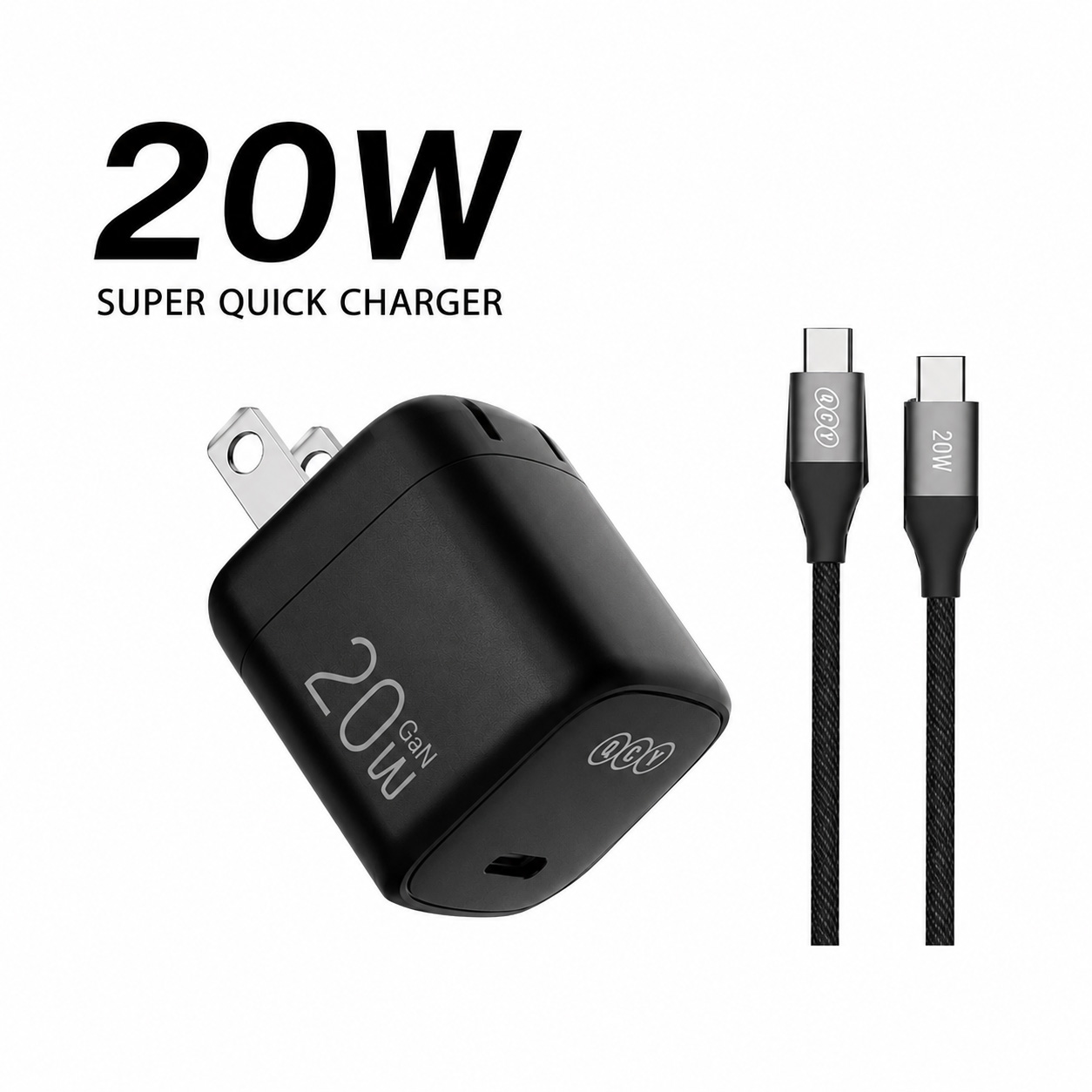 QCY GN105MG 20W Super Quick Charger With adapter