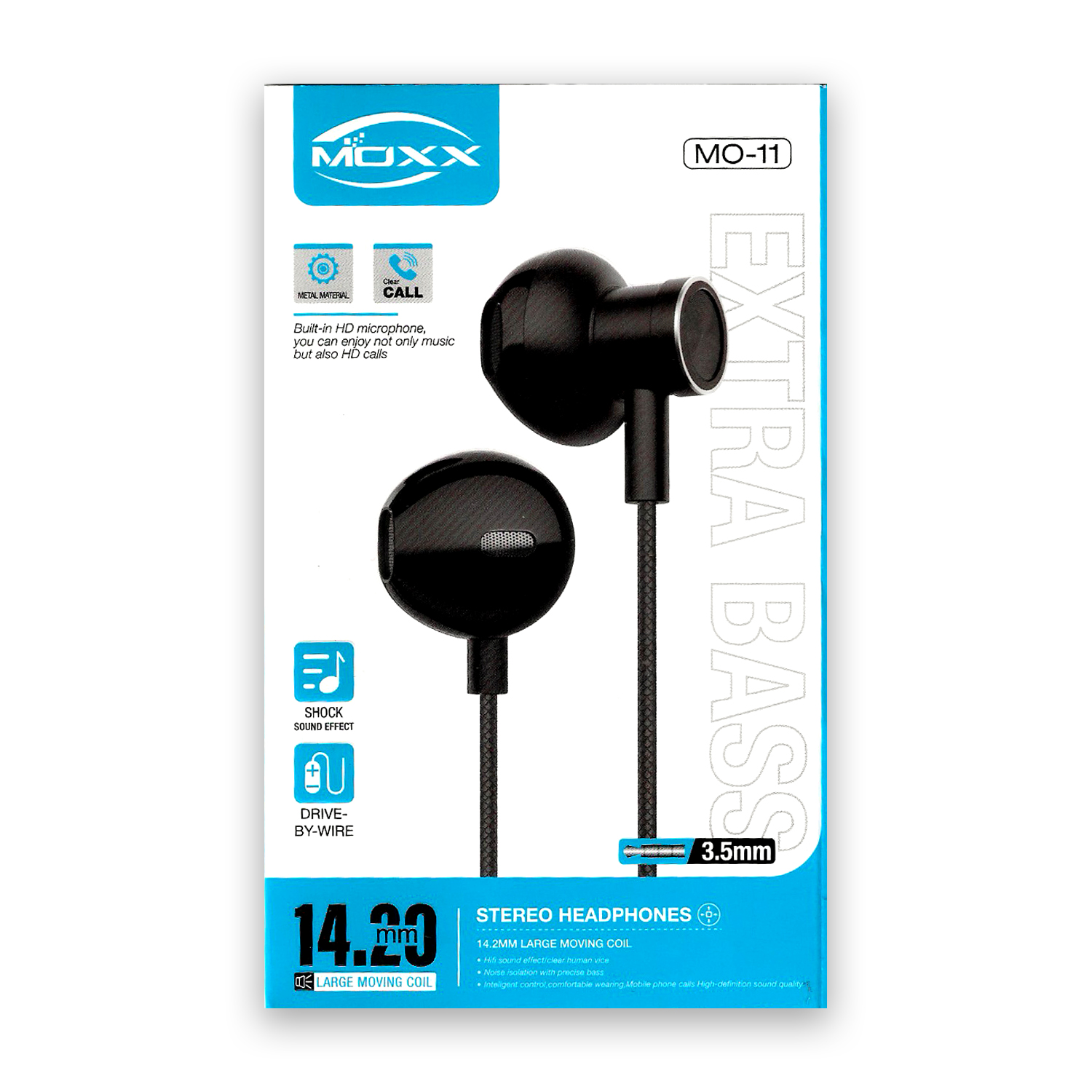 MOXX Stereo Earphone (MO-11) Super bass Music 14.20mm long length wire 3.5mm input type